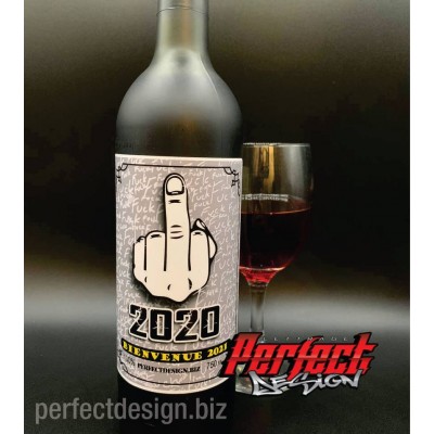 Étiquette pour bouteille de vin - Bye Bye 2020 - Bienvenue 2021
